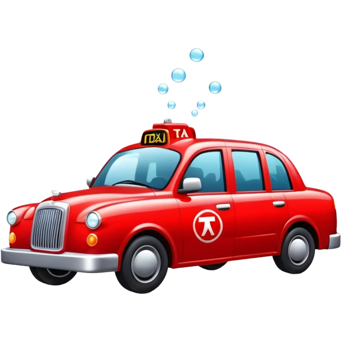 A red taxi cab with soda bubbles around it emoji