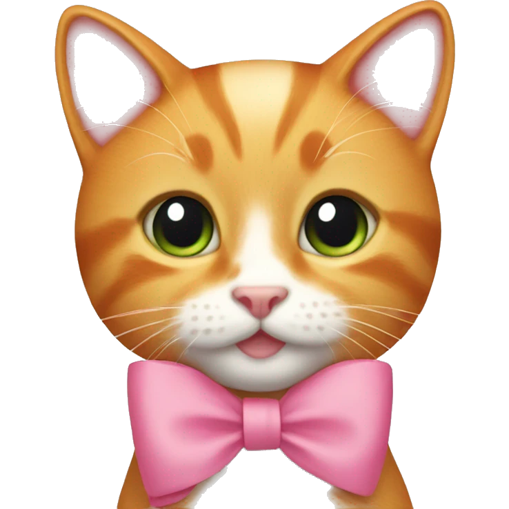 Ginger cute Cat with a pink bow emoji