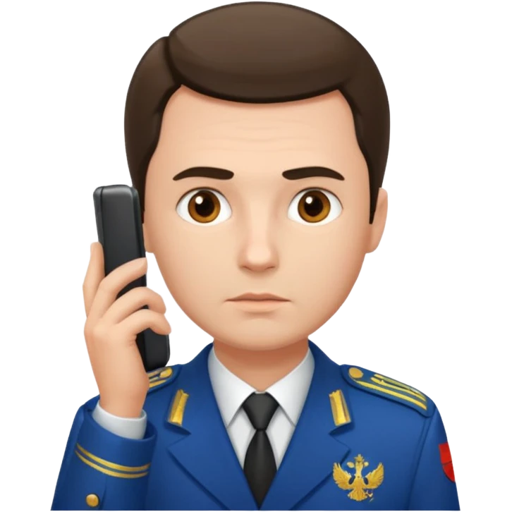 A Russian prosecutor's uniform, a man with a phone looking at something emoji