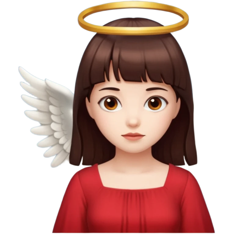  فرشته با موی چتری و لباس قرمز و موی خرمایی تیره  emoji