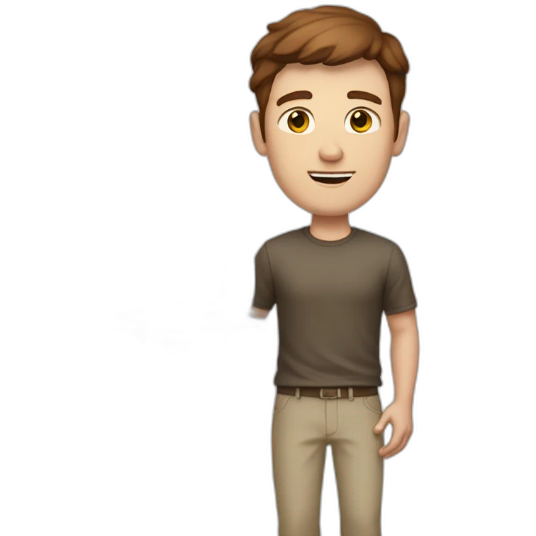 Tall white man with brown hair carrying a small satellite emoji