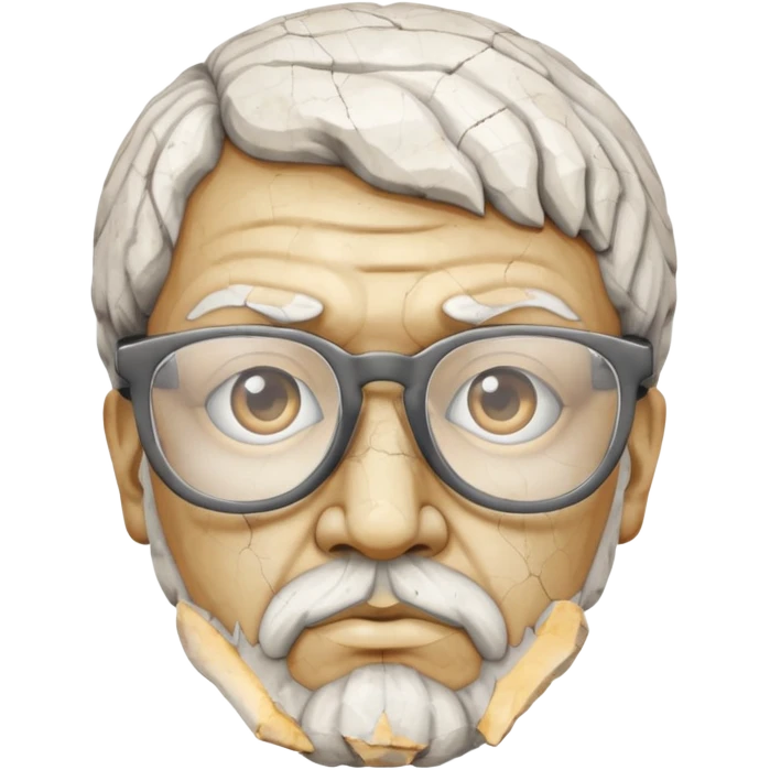 white cracked marble greek statue head with glasses emoji