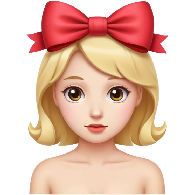 Demure person wearing a bow emoji