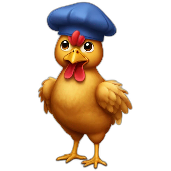 chicken wearing a beret emoji