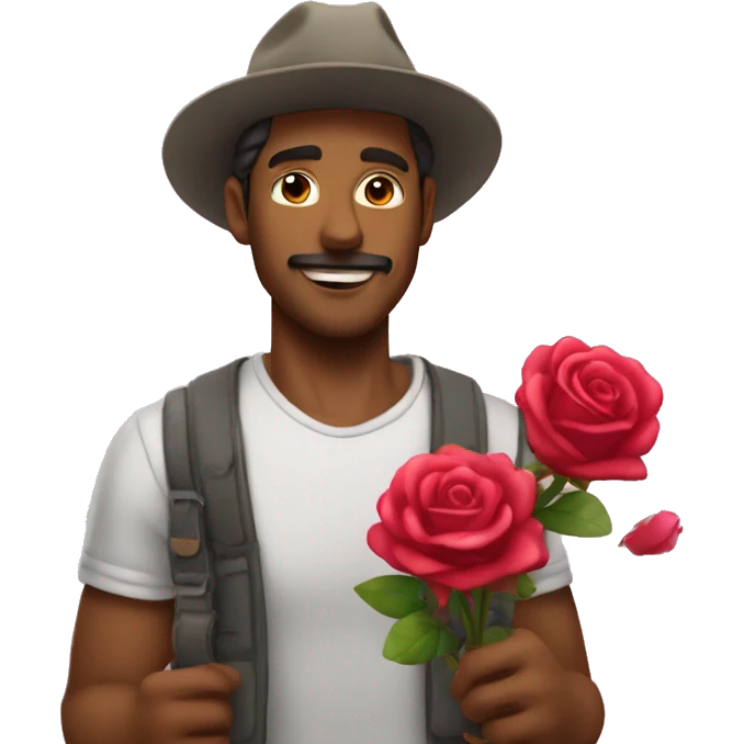 Hombre dando rosas emoji