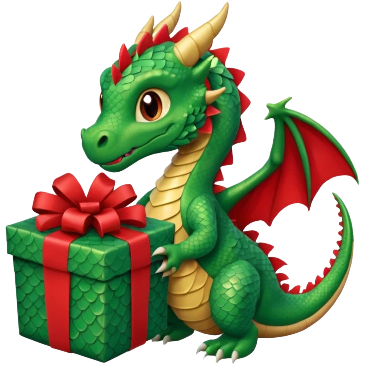 a dragon is holding a gift emoji