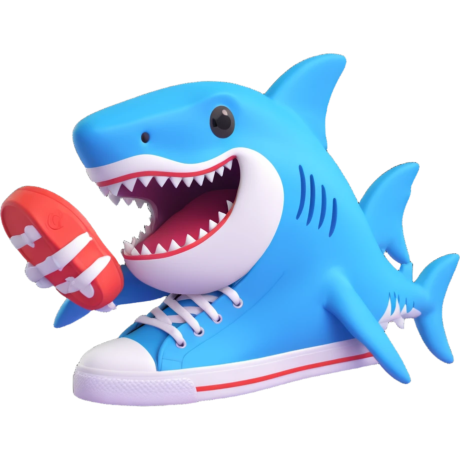 a shark wearing sneakers emoji
