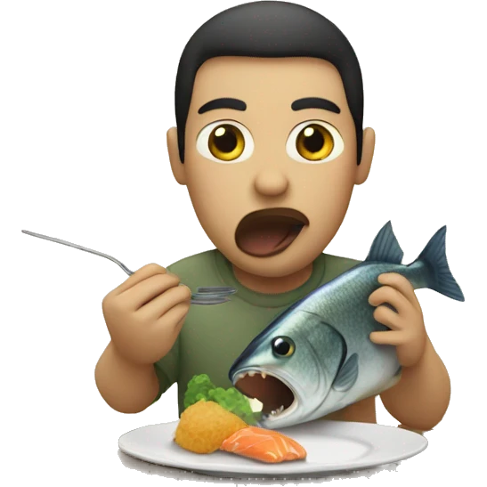 a person eating a fish emoji