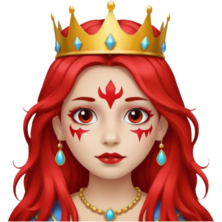 a long-haired full red face paint devil girl  emoji