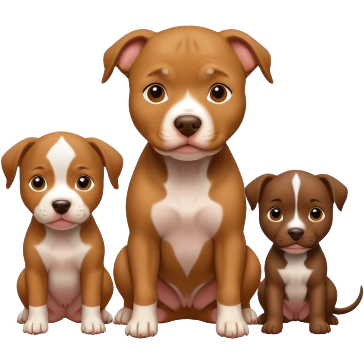 pitbull dog with its puppies emoji