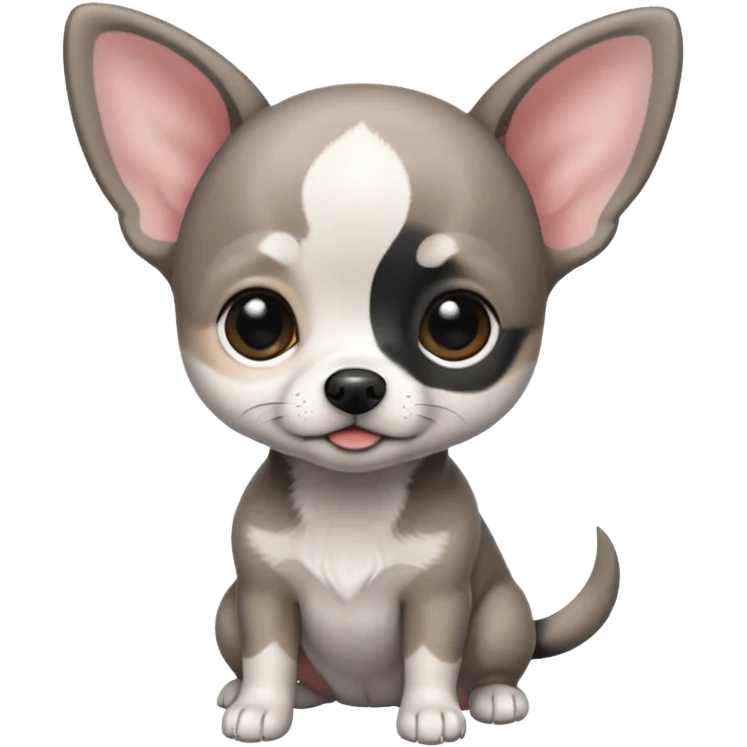 Grey - black -white baby Chihu dog emoji