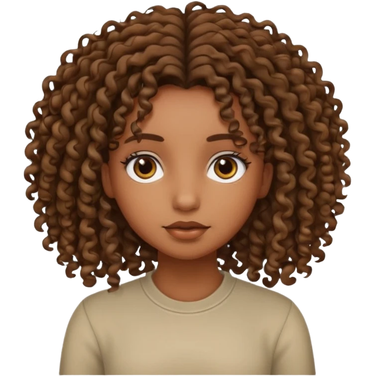 Brown skin girl with curly roots straight ends emoji