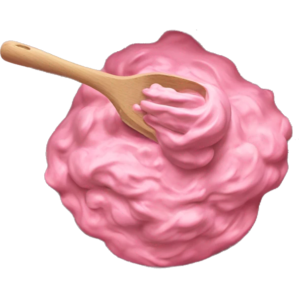 Realistic pink mixing bowl of cookie dough and with pink wisk in the bowl with it. emoji