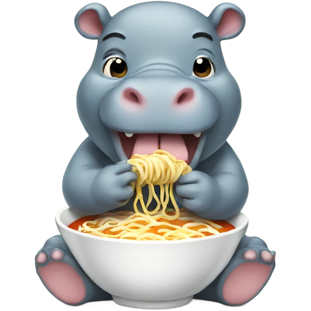 Baby hippo eating ramen emoji