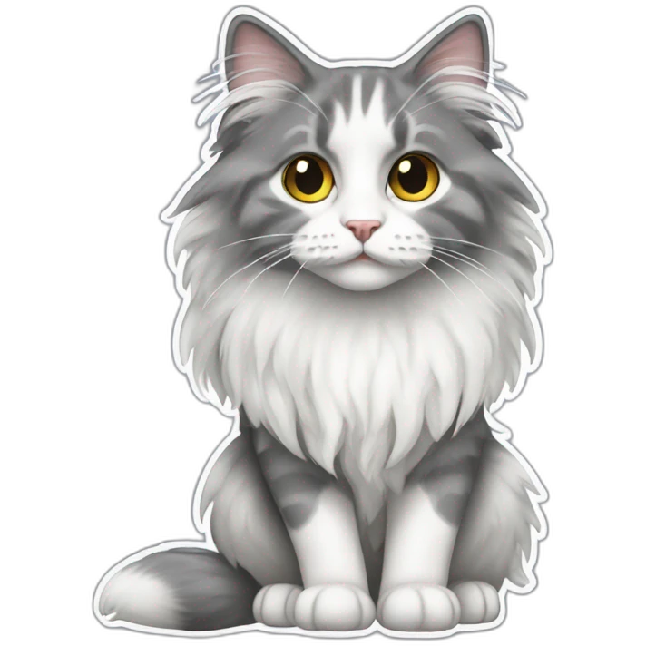 spenny cat gray and white long haired emoji
