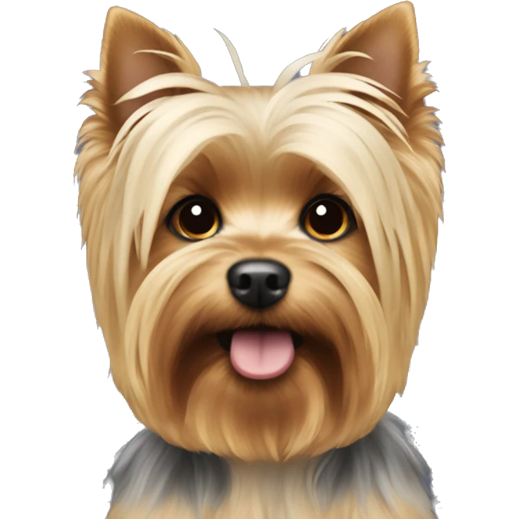 Fluffy blonde yorkie with no ears emoji