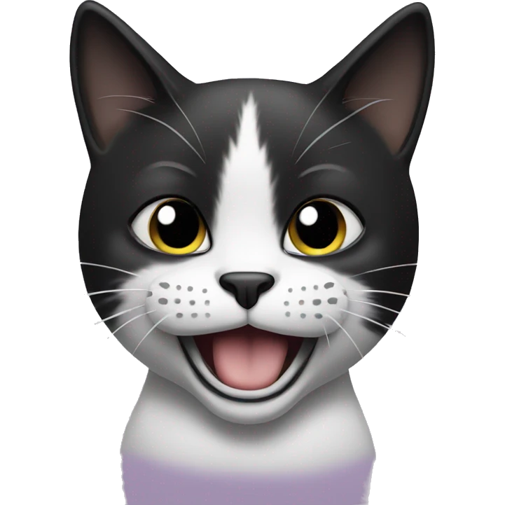 Black and white cat with mustache singing  emoji