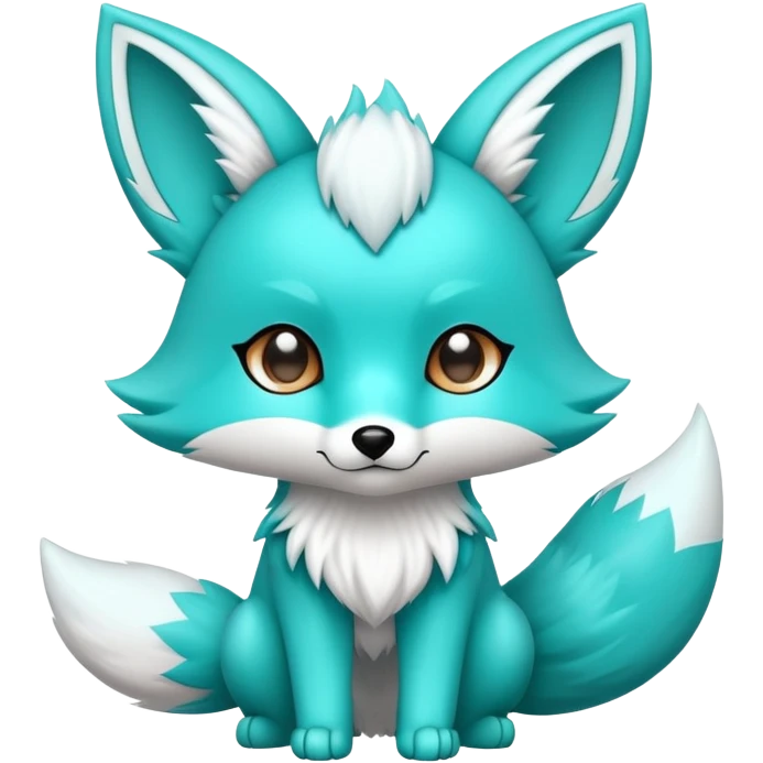 Cute cool edgy kawaii Turquoise fakemon-fox-creature emoji