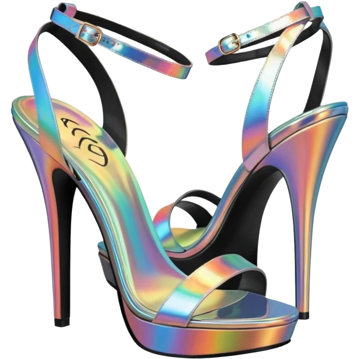 Holographic Iridescent womens Fabulicious brand sandals emoji
