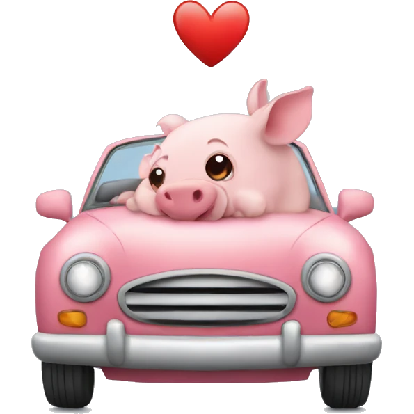 Car de cerdito con corazones emoji