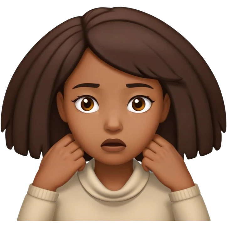 A black girl annoyed with her hands around her throat emoji