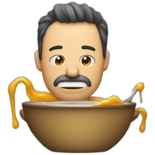 Un hombre gritando que no quiere tomar sopa emoji