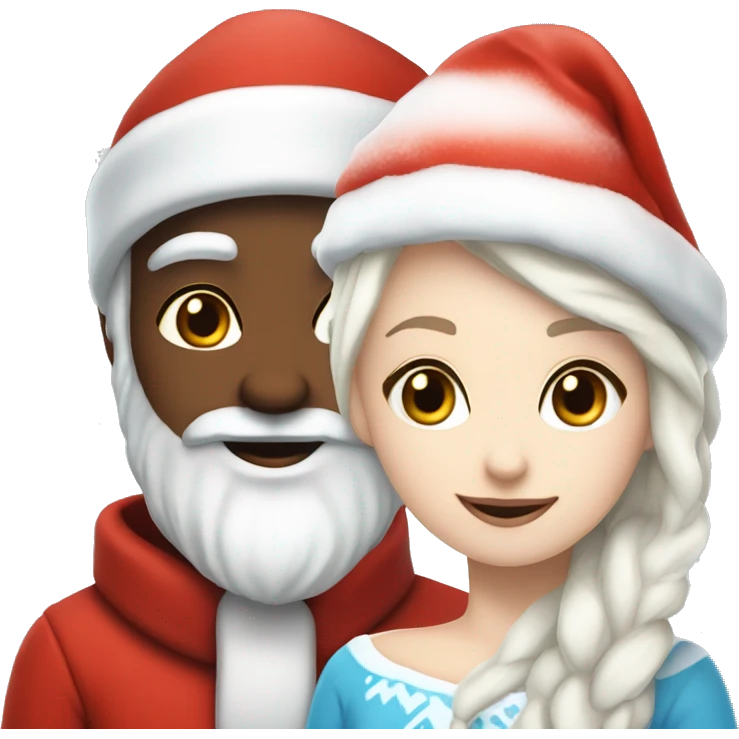 The white-skinned Snow Maiden and Santa Claus emoji