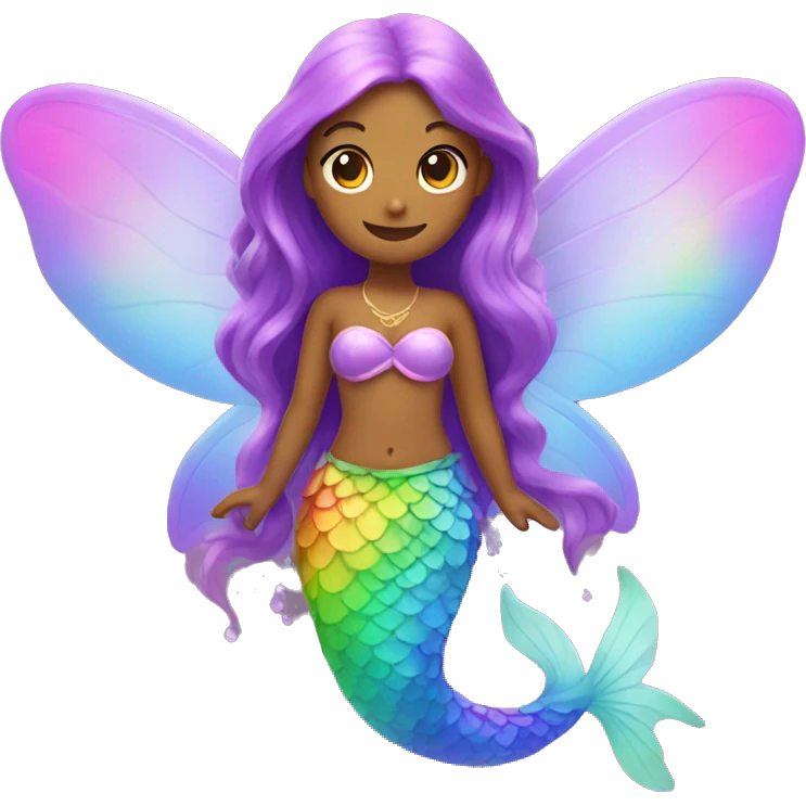 Fairy with mermaid tail and rainbow wings emoji