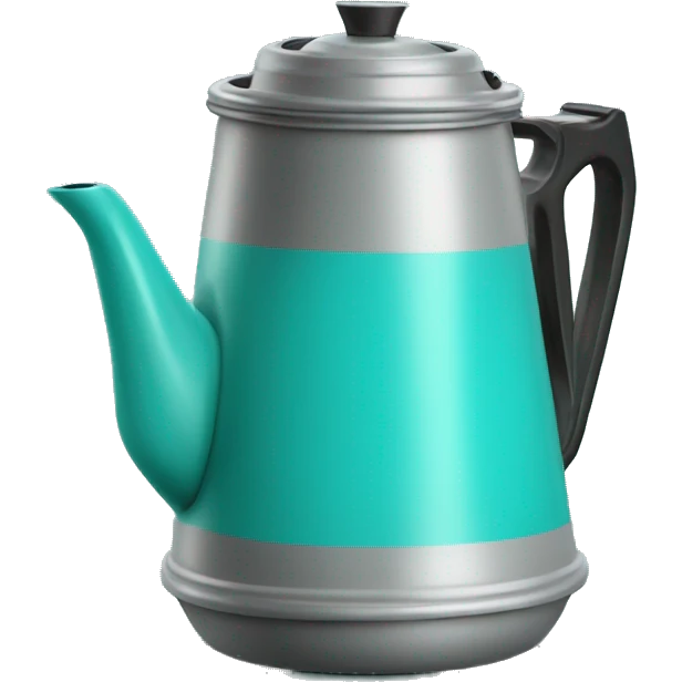 Realistic turquoise camping coffee pot isolated.  emoji