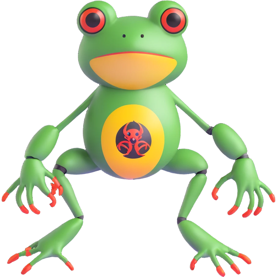 biohazard frog with robotic leg emoji