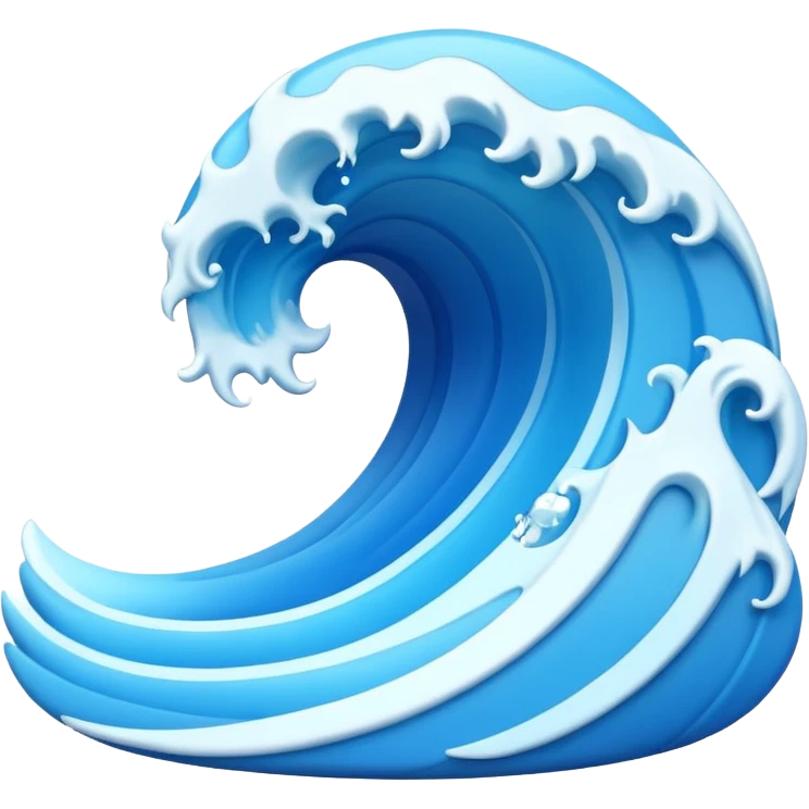 3D wave icon no background emoji