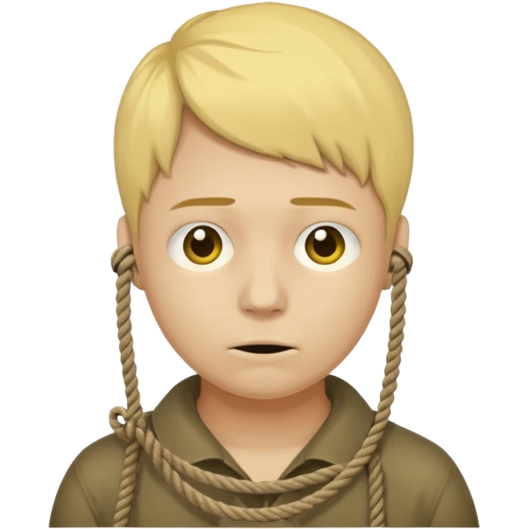 😔 with noose around neck. IOS themed emoji with regular yellowish skin(not completely yellow) only head emoji
