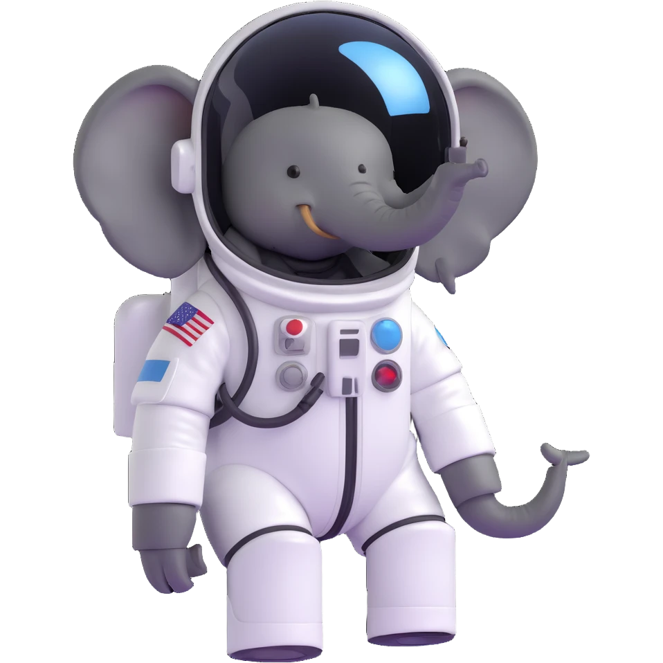 elephant astronaut with helmet emoji