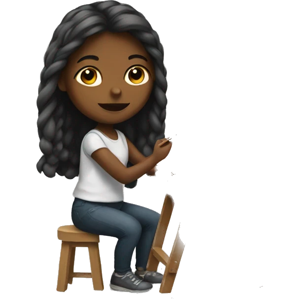 girl painting emoji