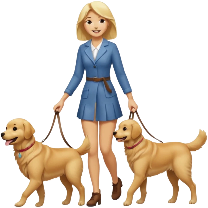 perro andando de la mano a dos patas con una rubia emoji