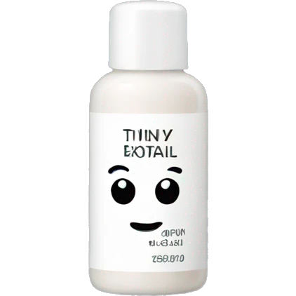 tiny facial exfoliant bottle with label emoji