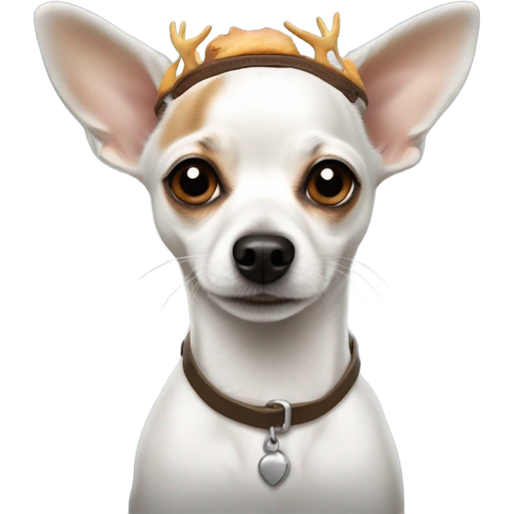 White dog chihuahua Jack Russel coloring with rained deer headband emoji