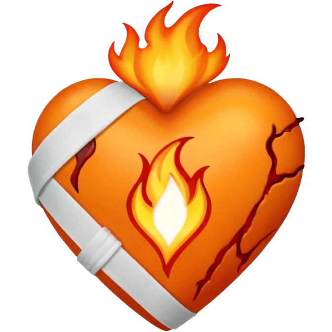 Flames around a heart with bandages emoji