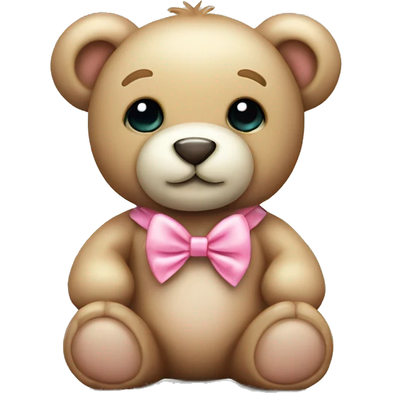 Cute teddy with a pink bow necklace emoji