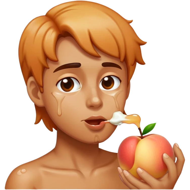 Person eating dripping white peach  emoji