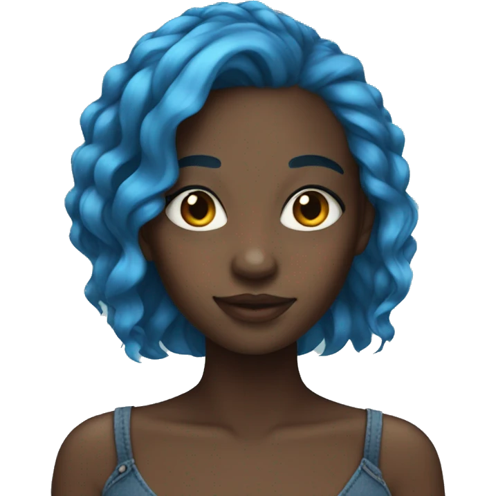 black girl blue hair emoji