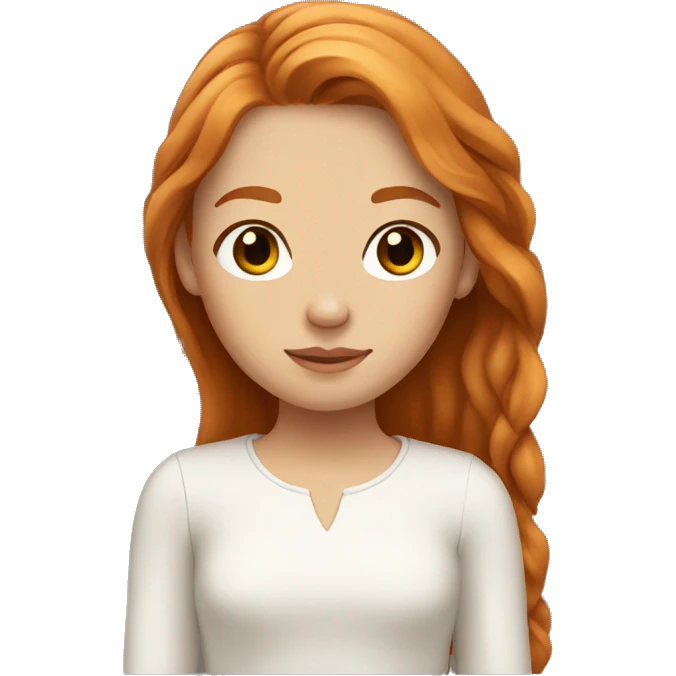 girl with brown eyes and long ginger locks hair emoji