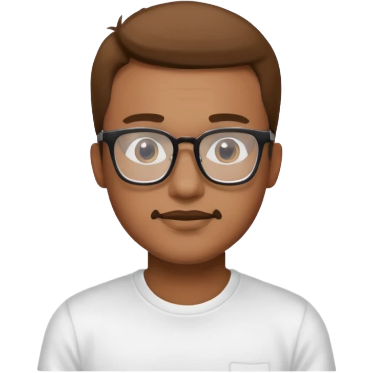 a man, wearing white t-shirt and square glasses emoji