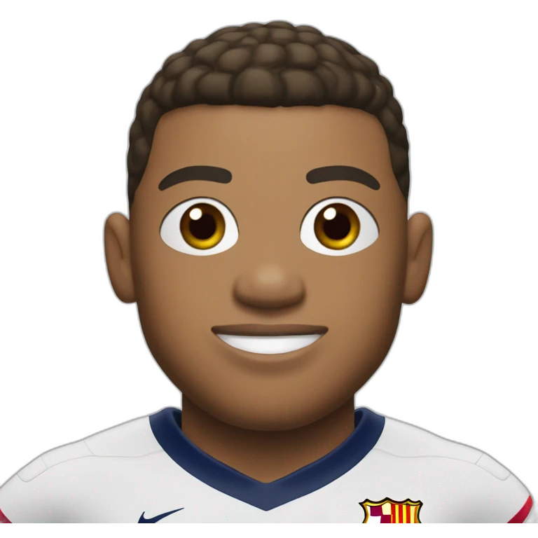 Mbappé with shirt of Barcelona FC emoji