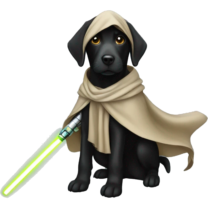 Black lab dressed as a Jedi  emoji