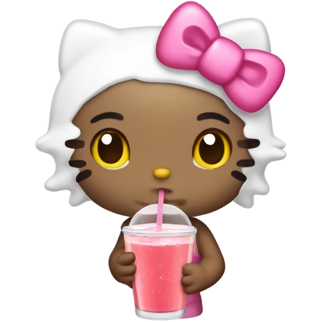 Hello kitty drinking no a emoji