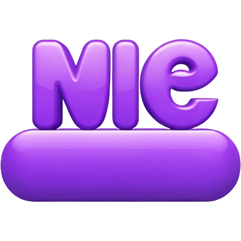 3D text that spells "me" in a shiny purple font  emoji