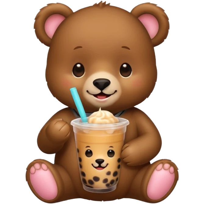 cute bear drinking boba tea emoji