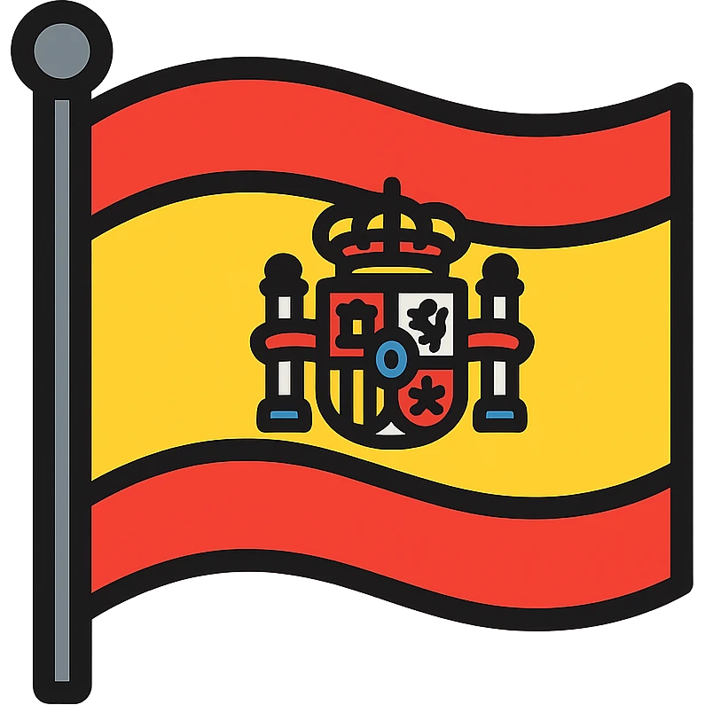 Spanish flag with red and yellow horizontal stripes and coat of arms emoji