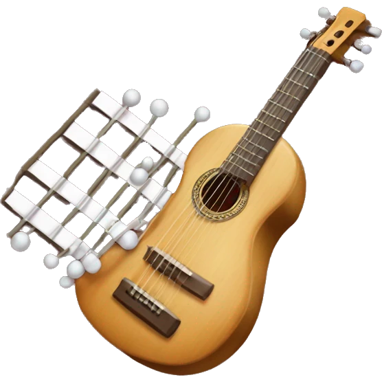 create a emoji that is a music instrument from Latvian culture called "kokle", and it has music note floating next to it. emoji
